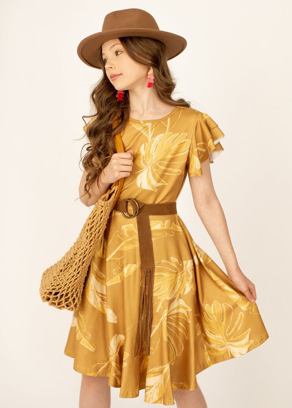 Joyfolie Mia Joy Marci Dress in Honey Palm Girl’s Size 10